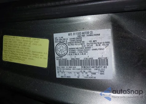 2000 Ford Windstar Lx z USA, uszkodzony, nr VIN 2FMZA5148YBA97182